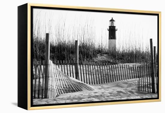 USA, Georgia, Tybee Island, Fences and Lighthouse-Ann Collins-Framed Premier Image Canvas