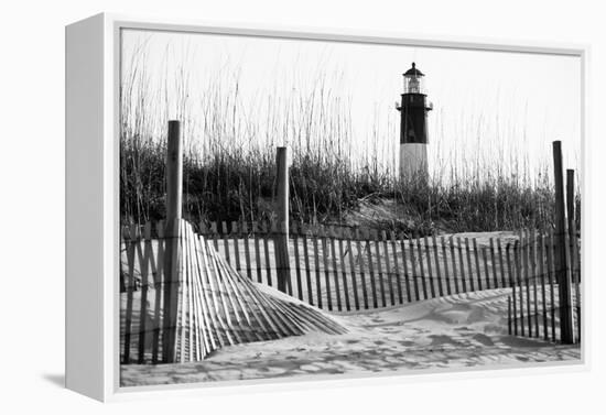 USA, Georgia, Tybee Island, Fences and Lighthouse-Ann Collins-Framed Premier Image Canvas