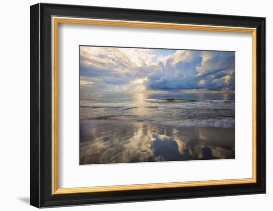 USA, Georgia, Tybee Island, Sunrise and reflections on Tybee Island.-Joanne Wells-Framed Photographic Print