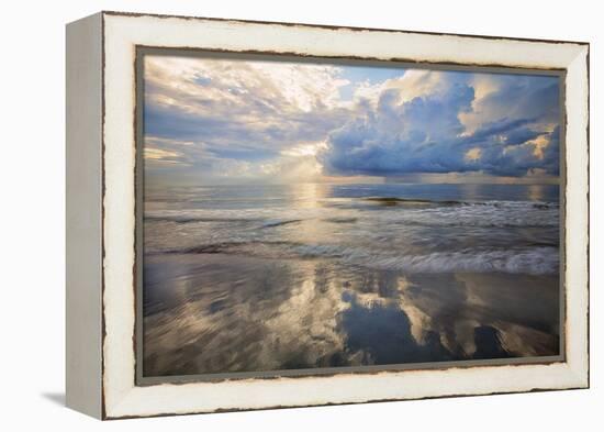 USA, Georgia, Tybee Island, Sunrise and reflections on Tybee Island.-Joanne Wells-Framed Premier Image Canvas