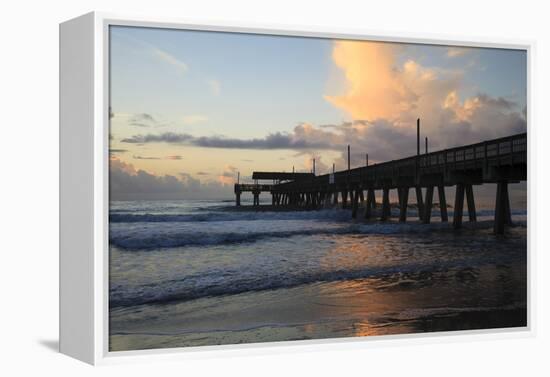 USA, Georgia, Tybee Island, Tybee Pier at sunrise.-Joanne Wells-Framed Premier Image Canvas