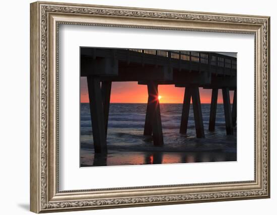 USA, Georgia, Tybee Island, Tybee Pier at sunrise.-Joanne Wells-Framed Photographic Print