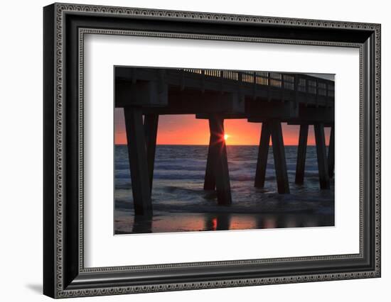 USA, Georgia, Tybee Island, Tybee Pier at sunrise.-Joanne Wells-Framed Photographic Print