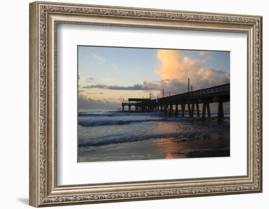 USA, Georgia, Tybee Island, Tybee Pier at sunrise.-Joanne Wells-Framed Photographic Print