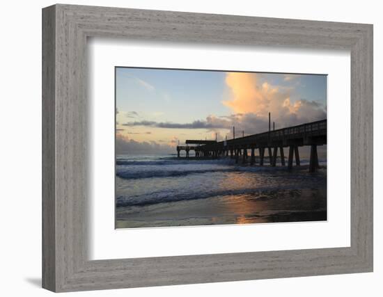 USA, Georgia, Tybee Island, Tybee Pier at sunrise.-Joanne Wells-Framed Photographic Print