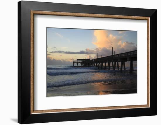 USA, Georgia, Tybee Island, Tybee Pier at sunrise.-Joanne Wells-Framed Photographic Print