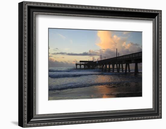 USA, Georgia, Tybee Island, Tybee Pier at sunrise.-Joanne Wells-Framed Photographic Print