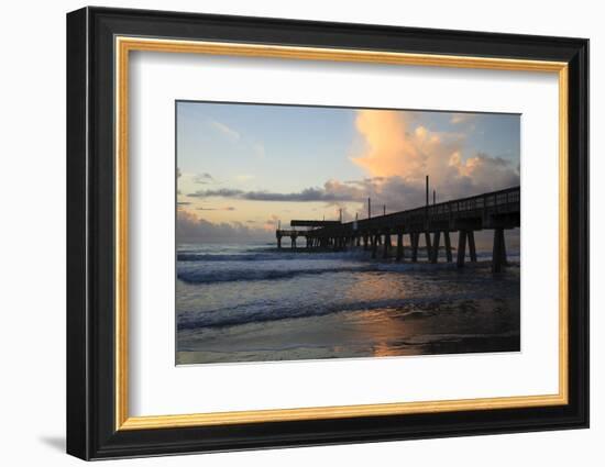 USA, Georgia, Tybee Island, Tybee Pier at sunrise.-Joanne Wells-Framed Photographic Print