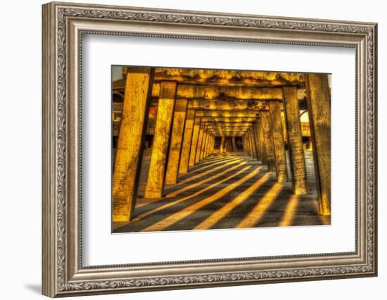 USA, Georgia, Tybee Island. Tybee Pier with shadows at sunrise.-Joanne Wells-Framed Photographic Print