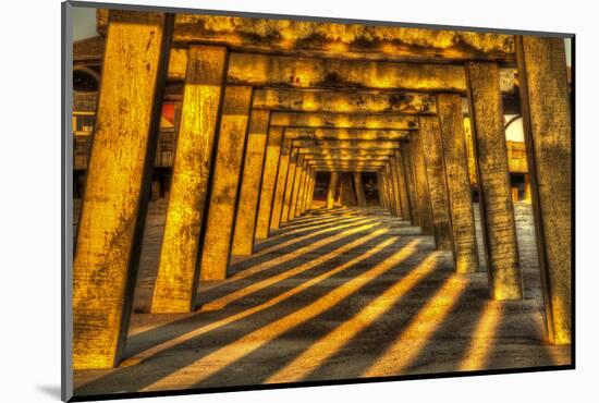 USA, Georgia, Tybee Island. Tybee Pier with shadows at sunrise.-Joanne Wells-Mounted Photographic Print