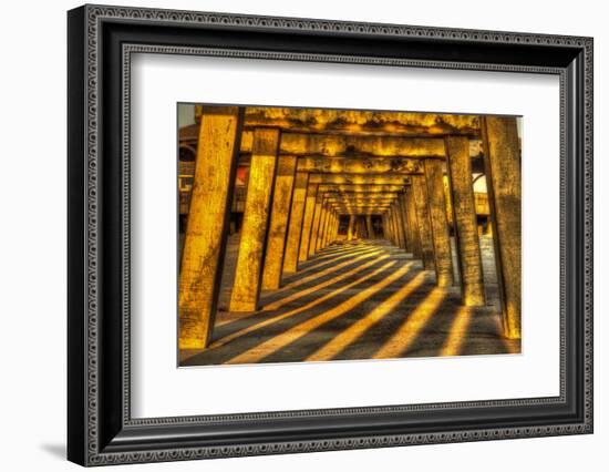 USA, Georgia, Tybee Island. Tybee Pier with shadows at sunrise.-Joanne Wells-Framed Photographic Print