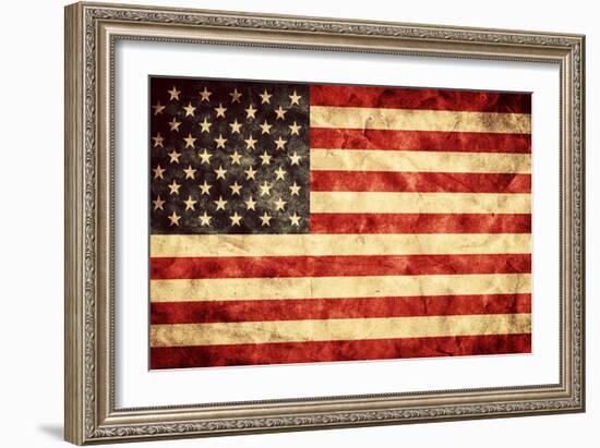 USA Grunge Flag. Vintage, Retro Style. High Resolution, Hd Quality. Item from My Grunge Flags Colle-Michal Bednarek-Framed Photographic Print