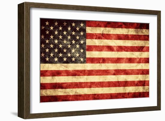 USA Grunge Flag. Vintage, Retro Style. High Resolution, Hd Quality. Item from My Grunge Flags Colle-Michal Bednarek-Framed Photographic Print