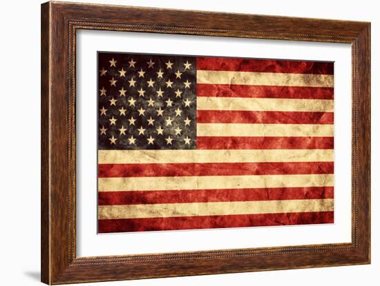 USA Grunge Flag. Vintage, Retro Style. High Resolution, Hd Quality. Item from My Grunge Flags Colle-Michal Bednarek-Framed Photographic Print