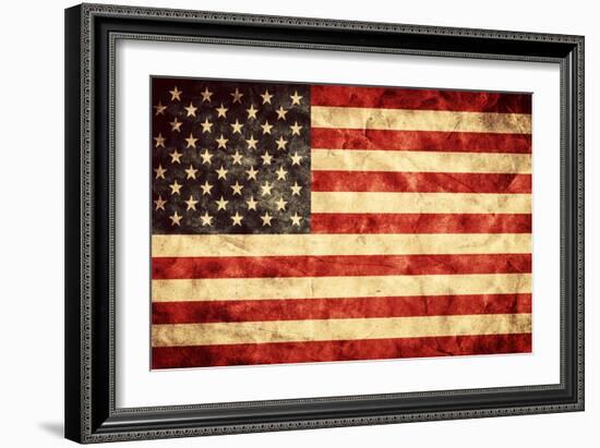 USA Grunge Flag. Vintage, Retro Style. High Resolution, Hd Quality. Item from My Grunge Flags Colle-Michal Bednarek-Framed Photographic Print