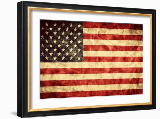 USA Grunge Flag. Vintage, Retro Style. High Resolution, Hd Quality. Item from My Grunge Flags Colle-Michal Bednarek-Framed Photographic Print