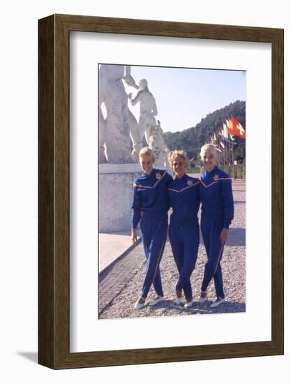 Usa Gymnasts Sharon Richardson, Doris Fuchs, and Muriel Davis-Grossfeld, 1960 Rome Olympic Games-George Silk-Framed Photographic Print