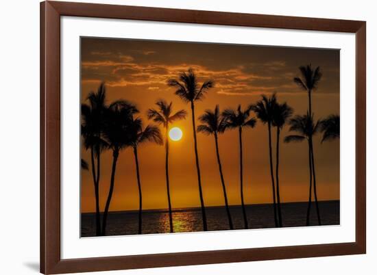 USA, Hawaii, Big Island. Sun setting on Anaehoomalu Bay.-Julie Eggers-Framed Photographic Print