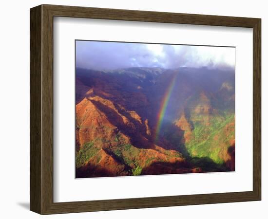 USA, Hawaii, Kauai. a Rainbow over Waimea Canyon-Jaynes Gallery-Framed Photographic Print