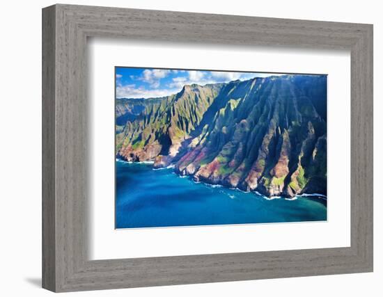 USA, Hawaii, Kauai, Aerial of the Coastline-Terry Eggers-Framed Photographic Print