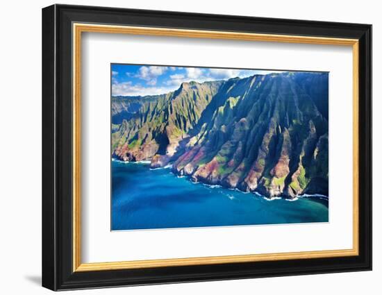 USA, Hawaii, Kauai, Aerial of the Coastline-Terry Eggers-Framed Photographic Print