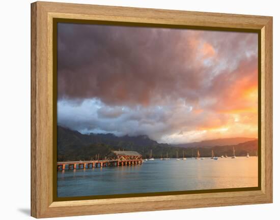 USA, Hawaii, Kauai, Hanalei Bay and Pier-Michele Falzone-Framed Premier Image Canvas