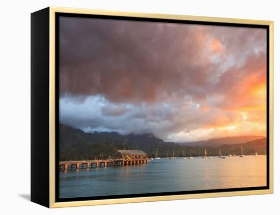 USA, Hawaii, Kauai, Hanalei Bay and Pier-Michele Falzone-Framed Premier Image Canvas