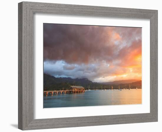 USA, Hawaii, Kauai, Hanalei Bay and Pier-Michele Falzone-Framed Photographic Print