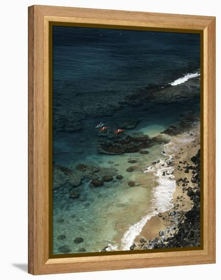 USA, Hawaii, Kauai, Kayakers Along the Na Pali Coast-Christopher Talbot Frank-Framed Premier Image Canvas