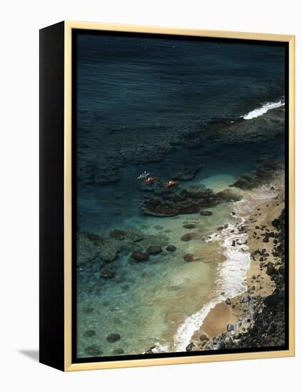 USA, Hawaii, Kauai, Kayakers Along the Na Pali Coast-Christopher Talbot Frank-Framed Premier Image Canvas