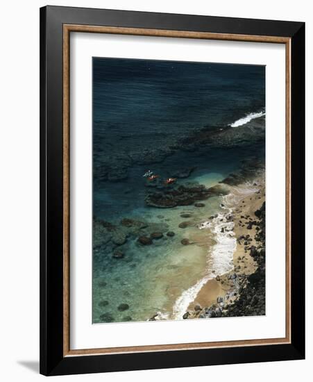 USA, Hawaii, Kauai, Kayakers Along the Na Pali Coast-Christopher Talbot Frank-Framed Photographic Print