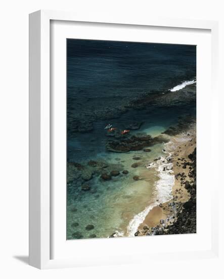 USA, Hawaii, Kauai, Kayakers Along the Na Pali Coast-Christopher Talbot Frank-Framed Photographic Print