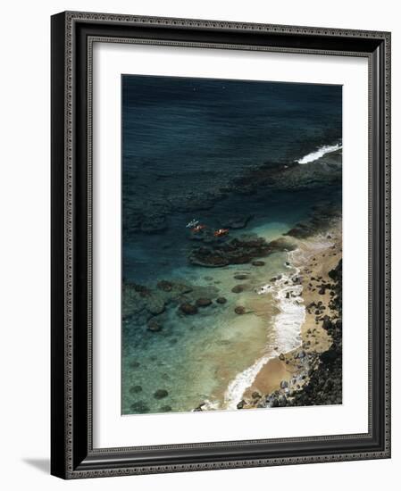 USA, Hawaii, Kauai, Kayakers Along the Na Pali Coast-Christopher Talbot Frank-Framed Photographic Print