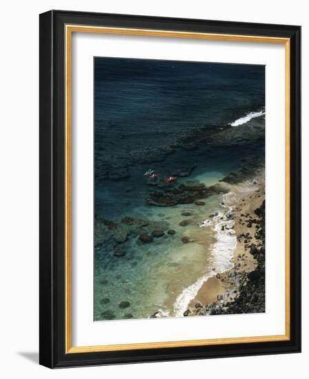 USA, Hawaii, Kauai, Kayakers Along the Na Pali Coast-Christopher Talbot Frank-Framed Photographic Print