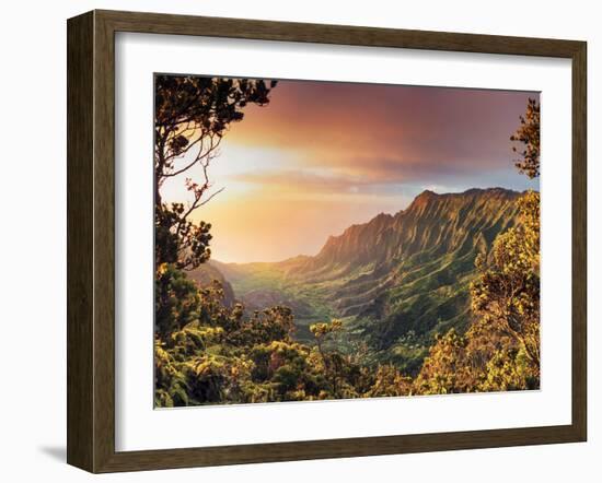 USA, Hawaii, Kauai, Kokee State Park, Kalalau Valley-Michele Falzone-Framed Photographic Print