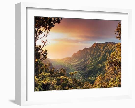 USA, Hawaii, Kauai, Kokee State Park, Kalalau Valley-Michele Falzone-Framed Photographic Print