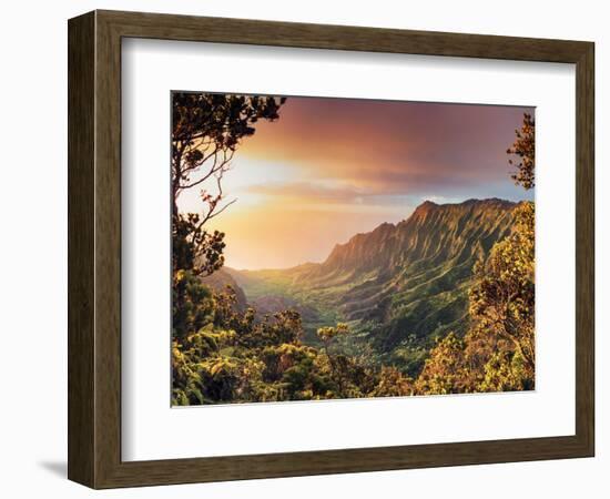 USA, Hawaii, Kauai, Kokee State Park, Kalalau Valley-Michele Falzone-Framed Photographic Print