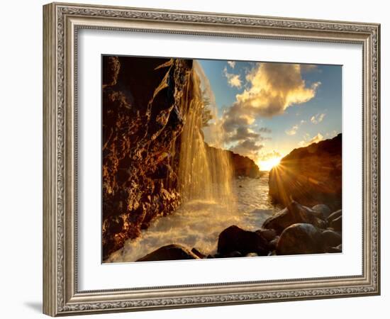 USA, Hawaii, Kauai, Queen's Bath and Waterfall-Michele Falzone-Framed Photographic Print