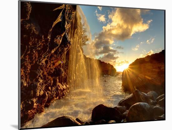 USA, Hawaii, Kauai, Queen's Bath and Waterfall-Michele Falzone-Mounted Photographic Print