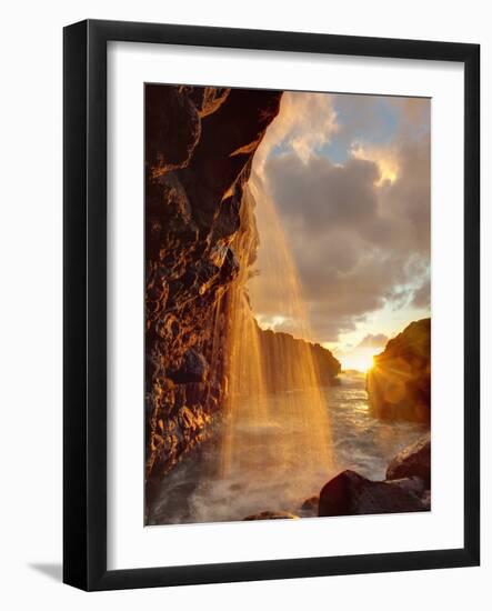 USA, Hawaii, Kauai, Queen's Bath and Waterfall-Michele Falzone-Framed Photographic Print