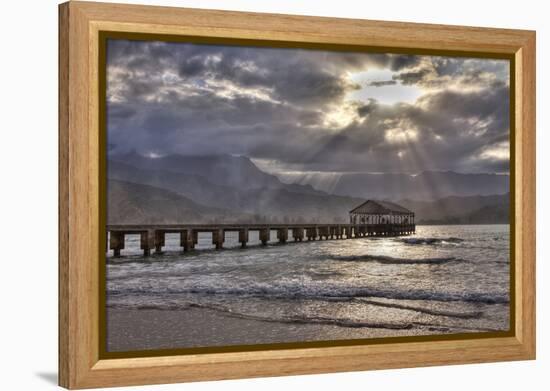 USA, Hawaii, Maui, Hanalei, Hanalei Pier at Sunset-Terry Eggers-Framed Premier Image Canvas