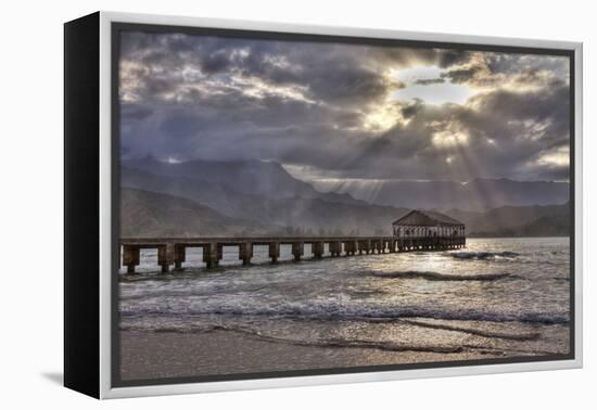 USA, Hawaii, Maui, Hanalei, Hanalei Pier at Sunset-Terry Eggers-Framed Premier Image Canvas