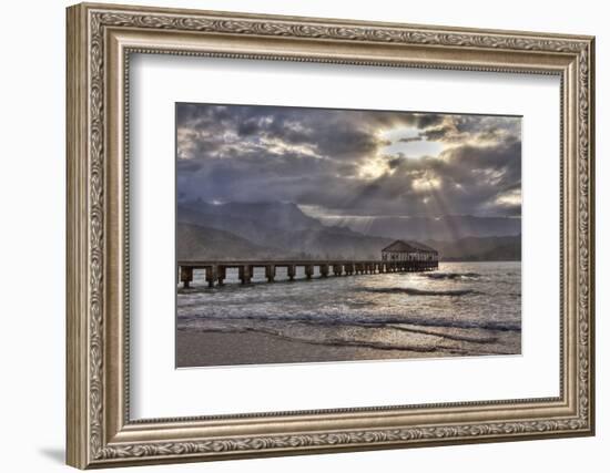 USA, Hawaii, Maui, Hanalei, Hanalei Pier at Sunset-Terry Eggers-Framed Photographic Print