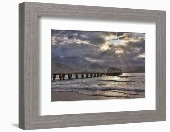 USA, Hawaii, Maui, Hanalei, Hanalei Pier at Sunset-Terry Eggers-Framed Photographic Print