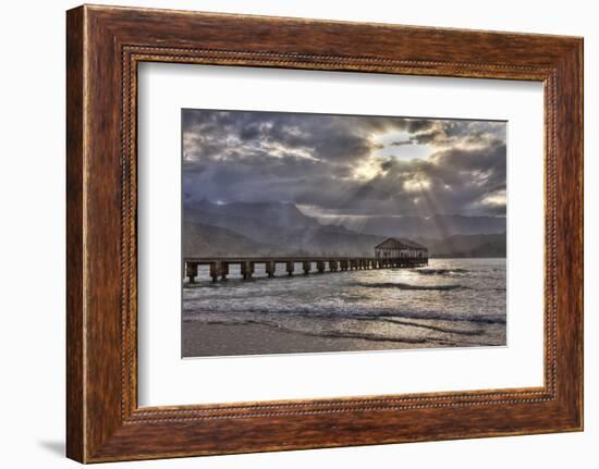 USA, Hawaii, Maui, Hanalei, Hanalei Pier at Sunset-Terry Eggers-Framed Photographic Print