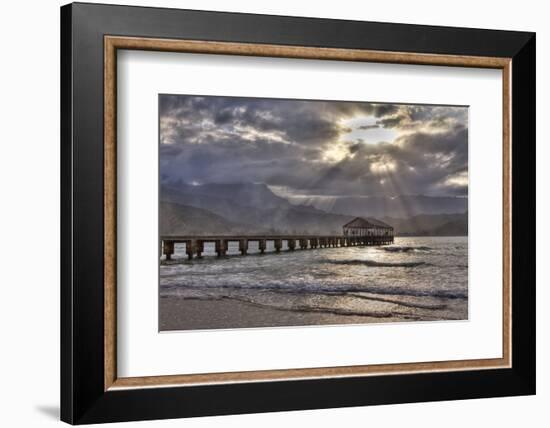 USA, Hawaii, Maui, Hanalei, Hanalei Pier at Sunset-Terry Eggers-Framed Photographic Print