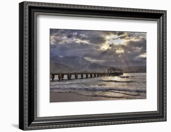 USA, Hawaii, Maui, Hanalei, Hanalei Pier at Sunset-Terry Eggers-Framed Photographic Print