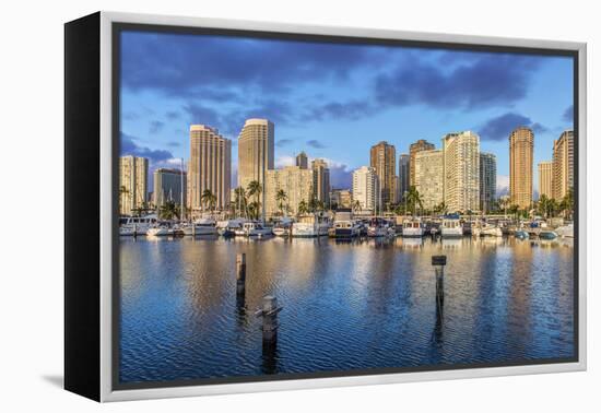 USA, Hawaii, Oahu, Honolulu, Ala Moana Marina-Rob Tilley-Framed Premier Image Canvas