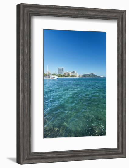 USA, Hawaii, Oahu, Honolulu, Waikiki and Diamond Head-Rob Tilley-Framed Photographic Print