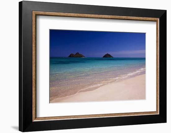 USA, Hawaii, Oahu, Lanikai Twin Mokulua Islands with Blue Water-Terry Eggers-Framed Photographic Print